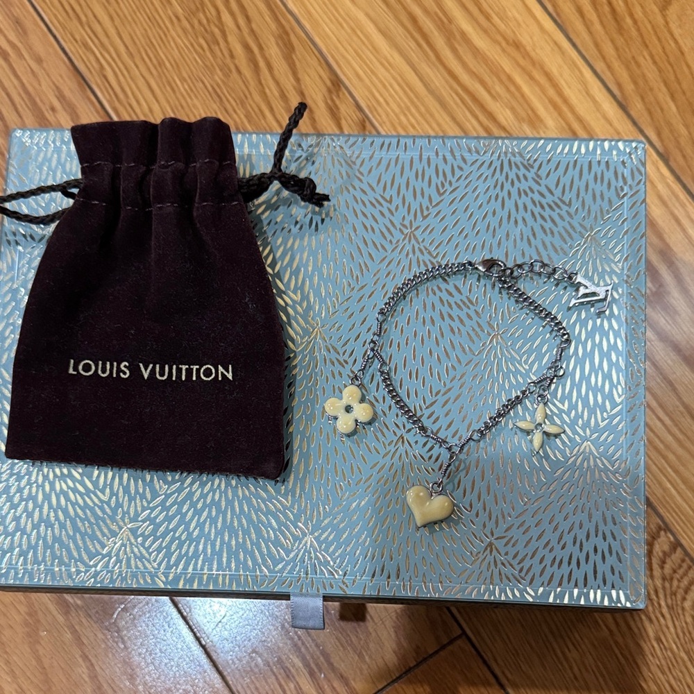 Louis Vuitton Silver Bracelet with Cream Accents